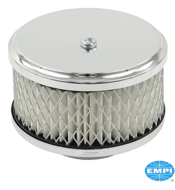 Filtr powietrza Mini, okrągły, wysokość 3", chrom. Do standardowych gaźników VW
